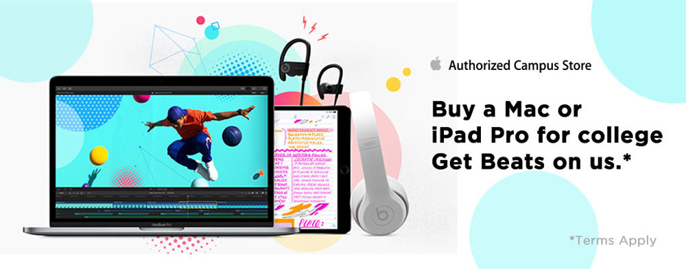Buy a qualifying Macbook, iMac or iPad Pro and receive a pair of Beats on us!