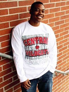 White Long Sleeve Central Wildcats Tee