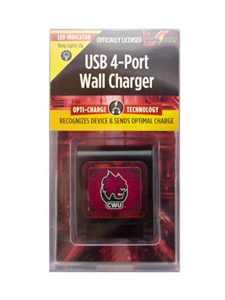 USB CWU Wildcats 4-Port Wall Charger
