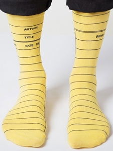 Library Card Socks Yellow