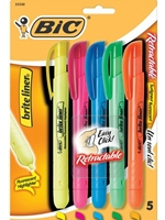 BIC Retractable Highlighters 5pk