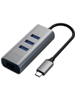 Satechi Type-C 2-in-1 USB 3.0 Aluminum 3 Port Hub & Ethernet - Space Gray