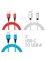 3' USB-C to USB-A Cables - Red