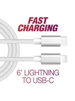 6' Braided Lightning to USB-C Fast Cables � White