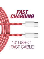 10' USB-C TO USB-C FAST CABLE - RED