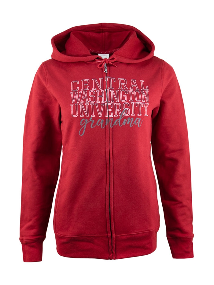 Central Washington Grandma Full Zip Sweatshirt Small Crimson