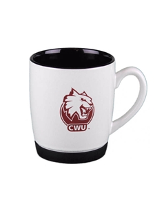 White Mug with Crimson CWU logo