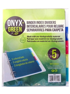 Onyx Green Binder Dividers 5 Tabs
