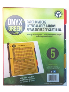 Onyx Green Paper Dividers 5 Tabs