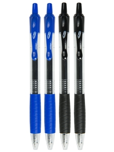0.7mm Black and Blue Gel Pens 4 Pack