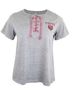 CWU Ladies Lace Up Gray Tee