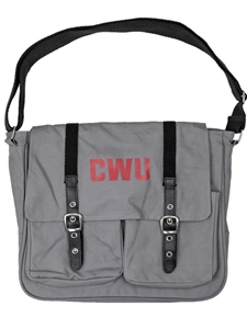 CWU Gray Canvas Messenger Bag