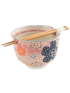 Flower Rice Bowl with Chopsticks