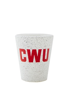 CWU White Speckle Shot Glass