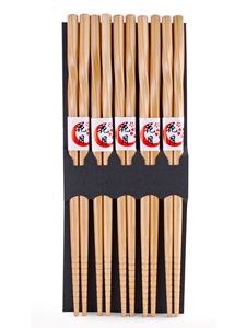 Light Wood Hex-Shaped Chopsticks Set