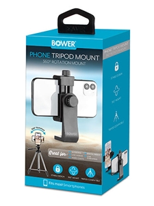 Bower 360 Degree Phone Rotation Tripod Mount for Landscape and Portrait Mode, Black