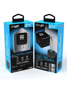 2.4 Amp Dual USB Wall Charger Black