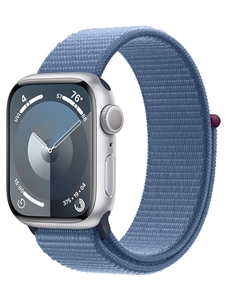 Apple Watch Series 9 [GPS 41mm] Smartwatch with Silver Aluminum Case and Winter Blue Sport Loop