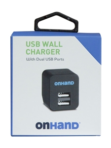 OnHand Dual-Port Wall Adapter - Black 3.1A 2-Port BP USB-A