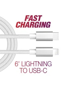 6' Braided Lightning to USB-C Fast Cables � White