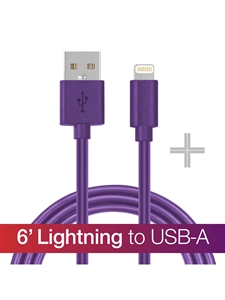 6' LIGHTNING TO USB-A - PURPLE MFI