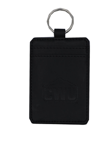 CWU Black Leather ID Keychain