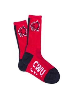 Crimson w/ Black Toe&Heel w/ Wildcat and CWU Graphic Crew Sock