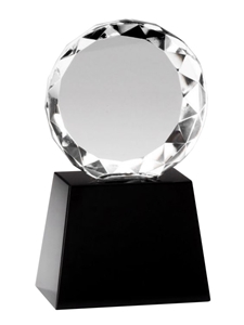 Circle Crystal Award with Black Base (Customizable)